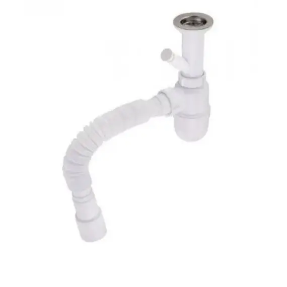 Сифон для мийки LK02  випуск 70 мм, колбовий без переливу з дод. відведенням