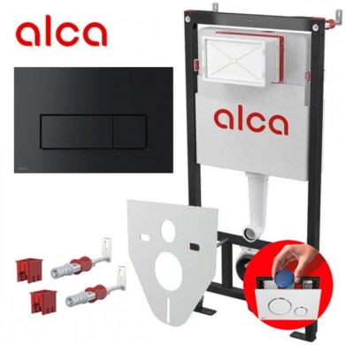 Інсталяція Alca Plast 1200SL 4в1+ чорна матова прямокутна панель змиву М578+ підвісний унітаз KVADRO