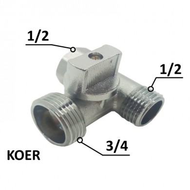 Кран магістральний 1/2"-3/4"-1/2" KR 515 ящ